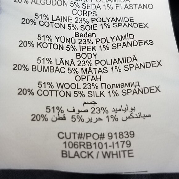 Bebe 4 Cropped Wool Moto Blazer Jacket Herringbone Belted Black/White Buckle - Picture 10 of 12